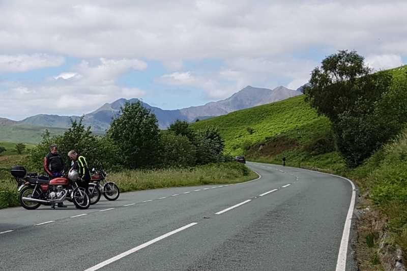 Out on the road with Snowdon in the background