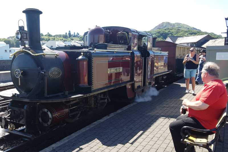 Howard studying a Ffestiniog railway double Fairlie engine