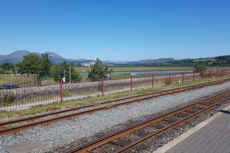 The view inland from Porthmadoc station on the Cob