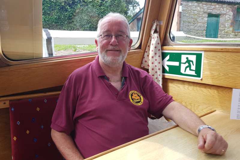 Rob on the canal boat