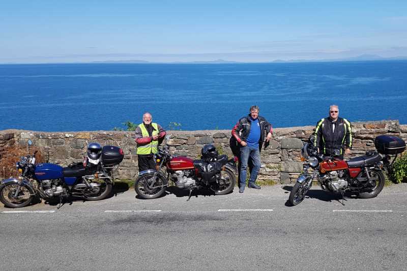 Rob, Mike, Howard and their three Honda 400/4s