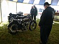 Stacey studying a Velocette