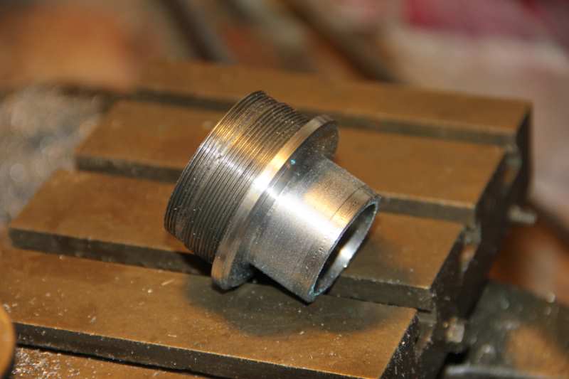 the finished item, all threaded and ready to be welded into the hub
