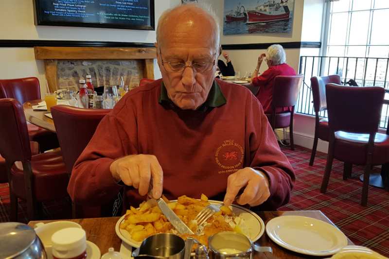 Terry tucking in to his F&C