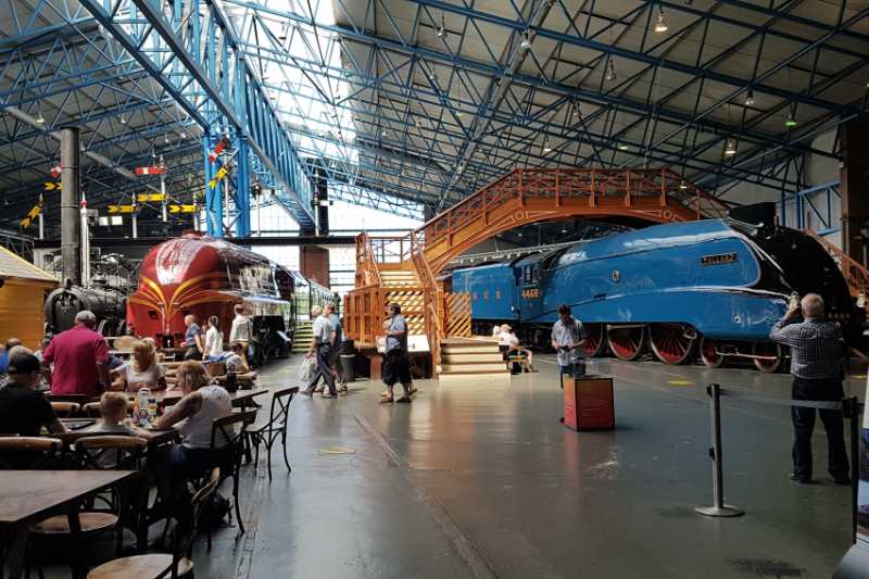 Inside the railway museum - Mallard(on right) and Duchess of Hamilton(on left)