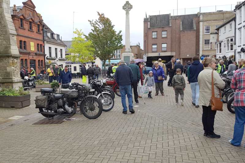 St Thomas' Square in Newport with our bikes on display