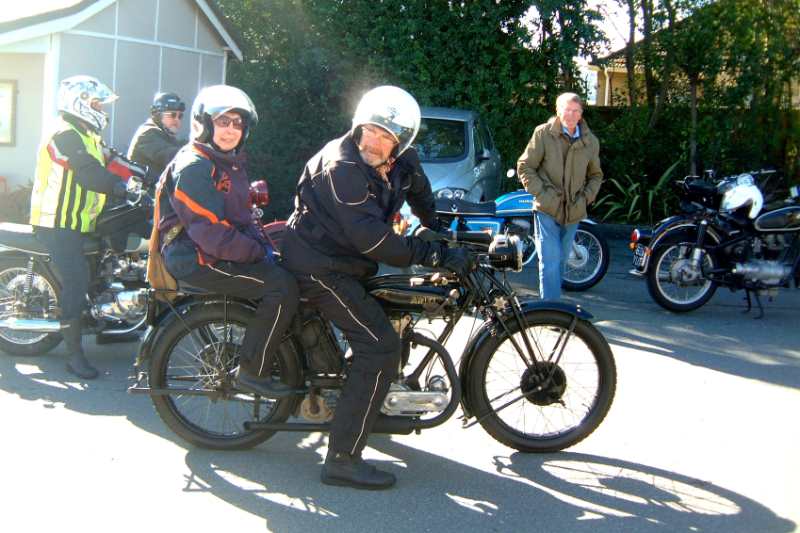 Reg and Pat Glading on their model C 1926 Ariel