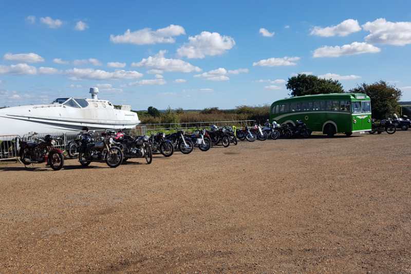 All the bikes in the Tank Museum car park