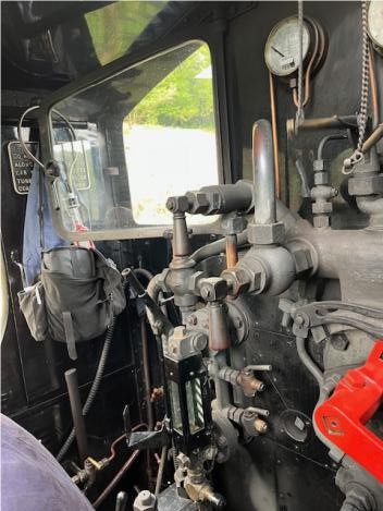 Inside the cab of the engine