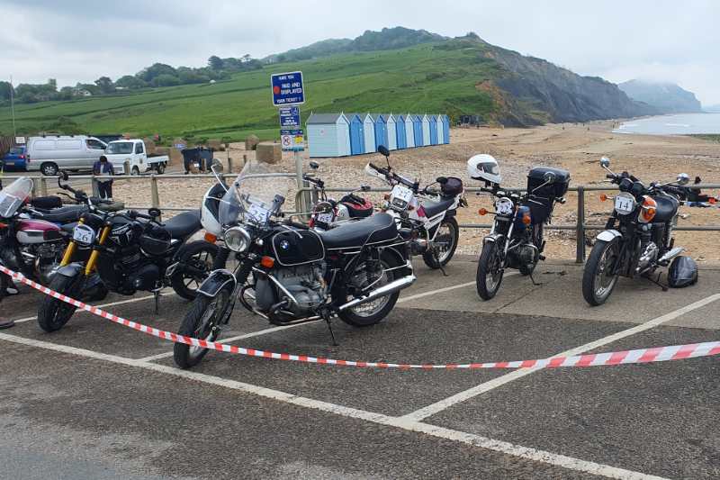 Some of the bikes parked up in Charnmouth