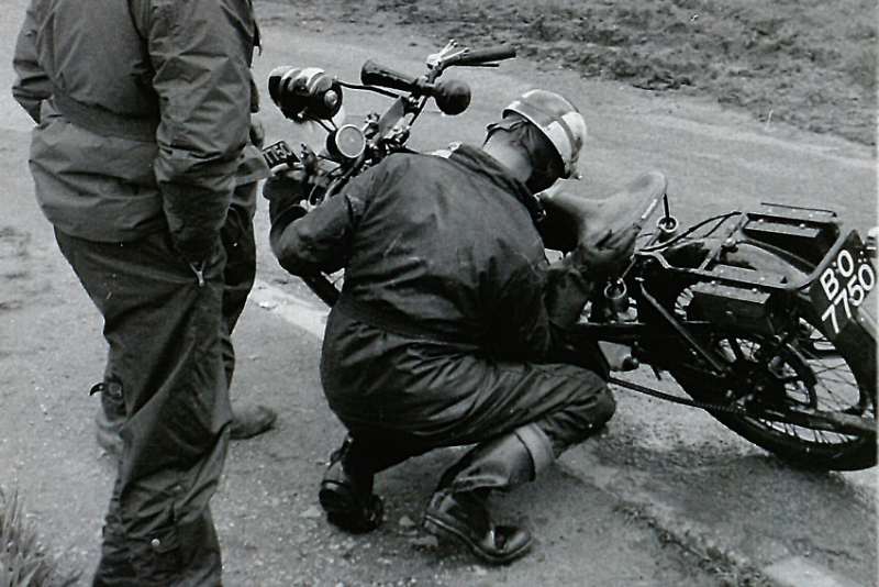 Terry draining water out of the Beardmore's mag